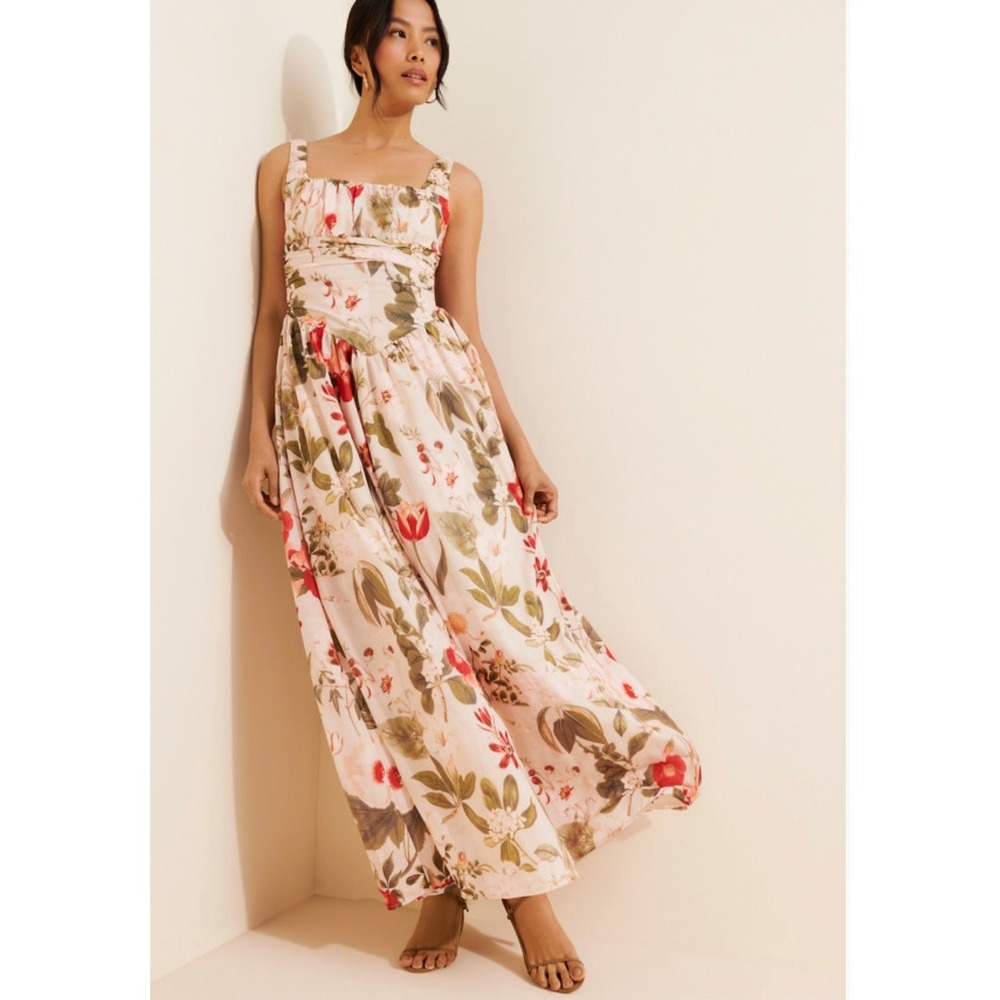 Lulus Cameron Floral Maxi Dress in Multi Floral sz M